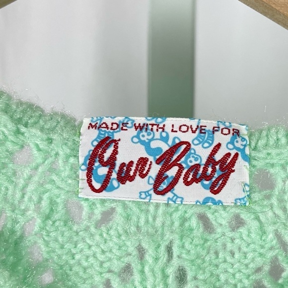 Our Baby Vintage 3T Knit Lime Green Long Cardigan Soft - Picture 4 of 5